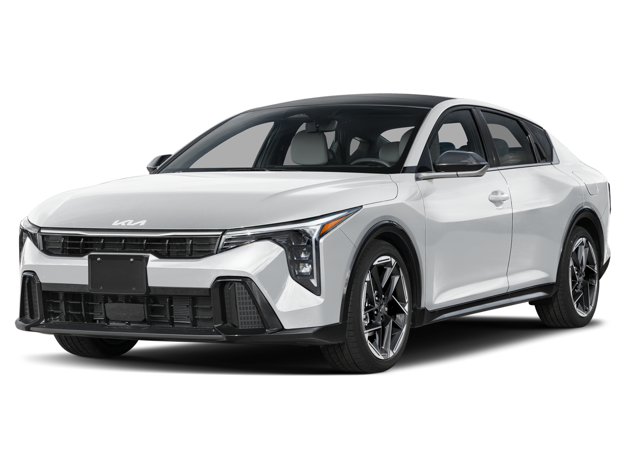 2026 Kia K4 GT-Line in Snow White Pearl — front three-quarter view