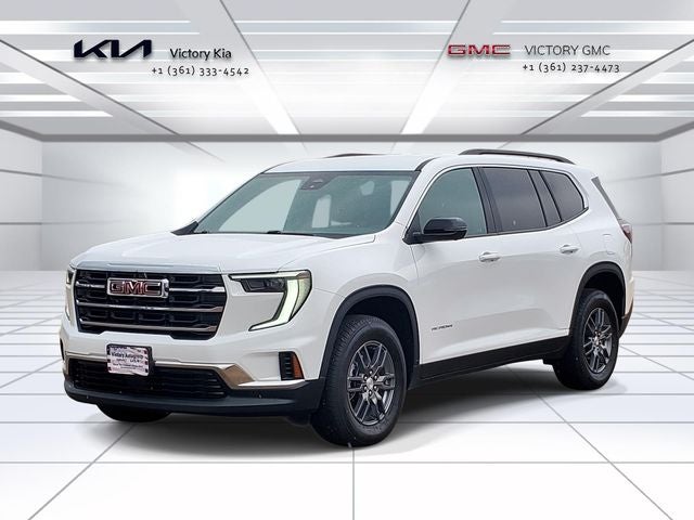 2025 GMC Acadia Elevation in Summit White — front three-quarter view