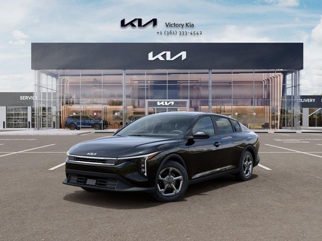 2026 Kia K4 LXS in Aurora Black — front three-quarter view