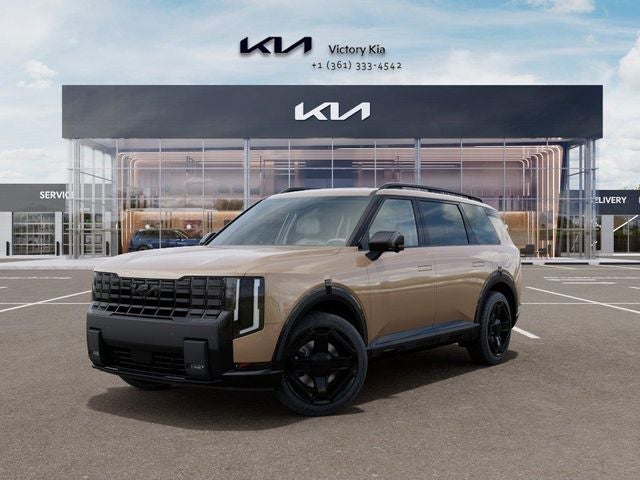 2027 Kia Telluride Hybrid X-Line SX in Brown — front three-quarter view
