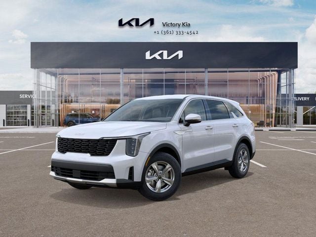 2026 Kia Sorento LX in Glacier White — front three-quarter view