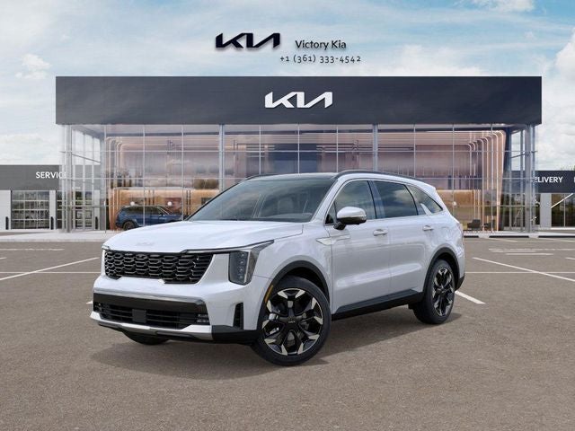 2026 Kia Sorento SX in Glacier White — front three-quarter view