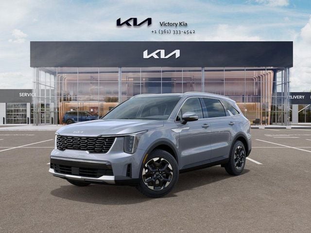 2025 Kia Sorento S in Silver — front three-quarter view