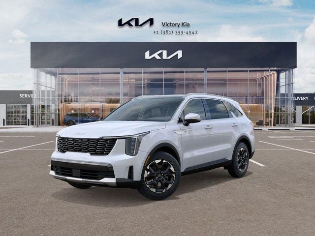 2025 Kia Sorento S in Glacier White — front three-quarter view