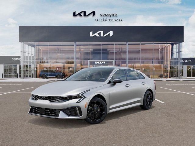 2026 Kia K5 GT-Line in Steel — front three-quarter view