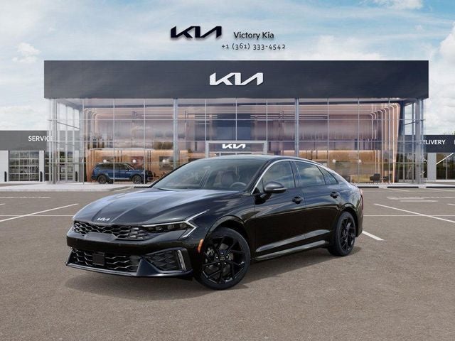 2026 Kia K5 GT-Line in Aurora Black — front three-quarter view