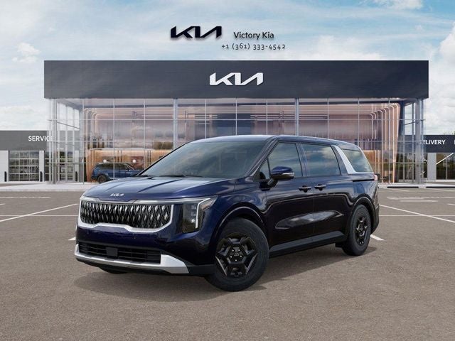 2026 Kia Carnival LXS in Blue — front three-quarter view