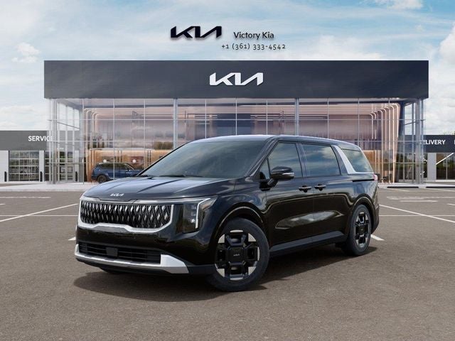 2026 Kia Carnival EX in Aurora Black — front three-quarter view