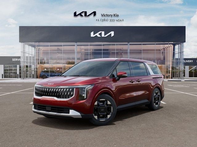 2026 Kia Carnival EX in Red — front three-quarter view